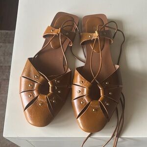 Zara Tan Leather Women's Sandals